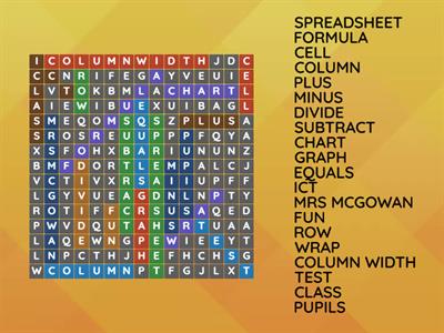 Spreadsheet Wordsearch