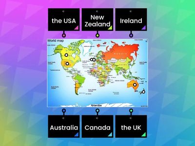 English-speaking countries Labelled diagram