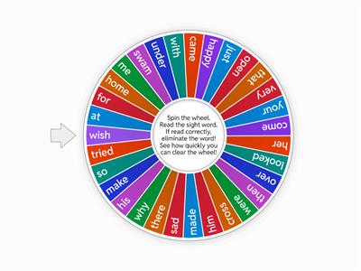 Sight Word Spin the Wheel