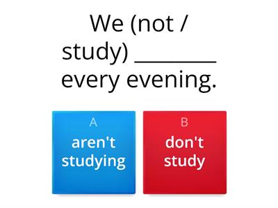 Present Simple vs Present Continuous - choose the correct answer