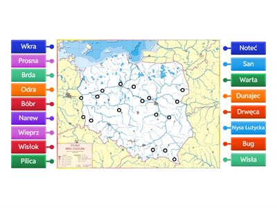 rzeki na mapie Polski (17 kuewa)