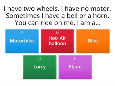 MEANS OF TRANSPORT- GUESSING GAME