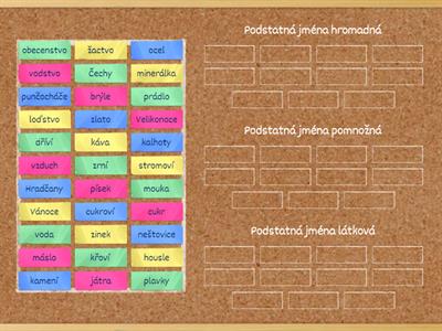 Podstatná jména hromadná, pomnožná, látková