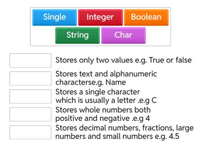 N5 Variables - Match them to the correct definition!