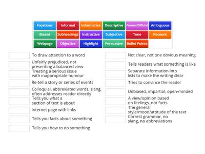 Reading Different text features