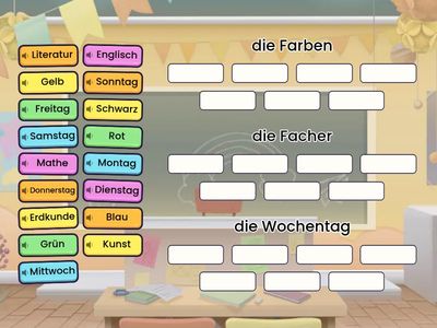 Almanca Renkler,Dersler ve Günler