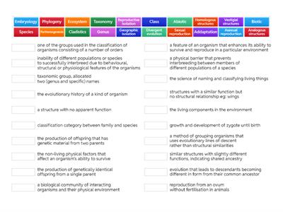 Year 12 Biology Key Terms