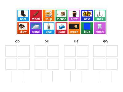  /oo/ oo, ou, ue, ew,