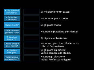 Domande e risposte - piacere + indiretti