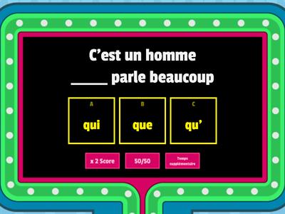 Quiz télévisé - Les relatifs qui, que, qu’