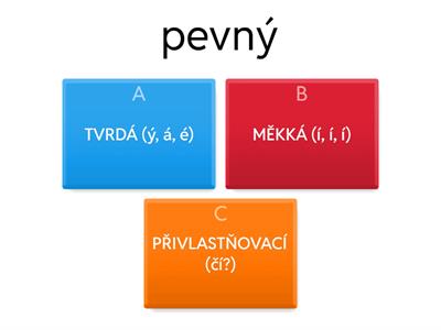 ČJ5 druhy přídavných jmen kvíz