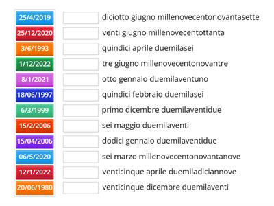 Date abbinamenti mesi/numeri