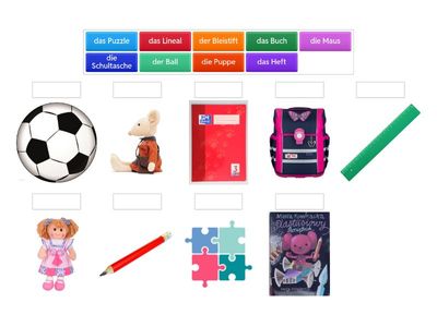 Schulsachen und Spielzeug DaF