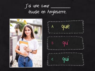 Les pronoms relatifs QUI/QUE