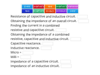 Electrical science formulas