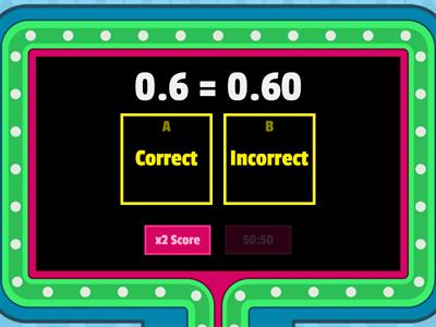 Comparing decimals: tenths & hundreds