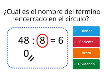 Términos de la división.