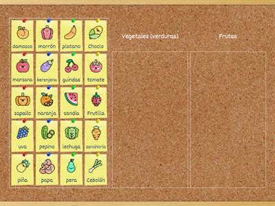 Clasificación: frutas v/s verduras