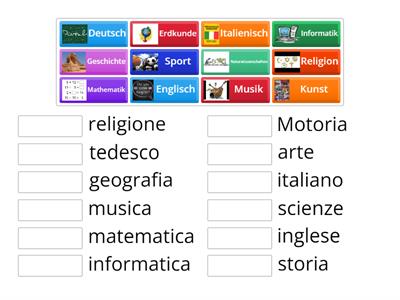 Abbinamento - materie scolastiche (tedesco - italiano)