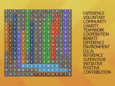 Volunteering Wordsearch