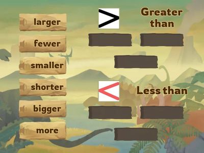 Words that mean greater than and less than