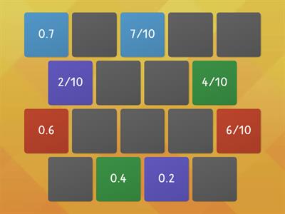 3rd Class Match the Decimals Fractions activity