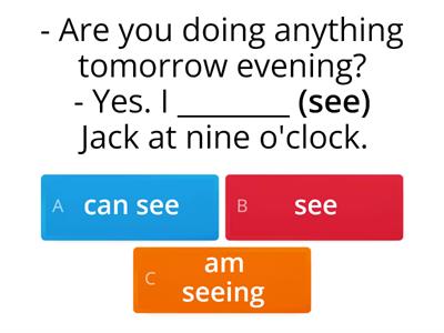 Action/state verbs present simple/continuous