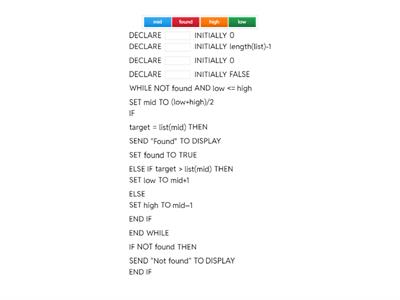 BINARY SEARCH ALGORITHM