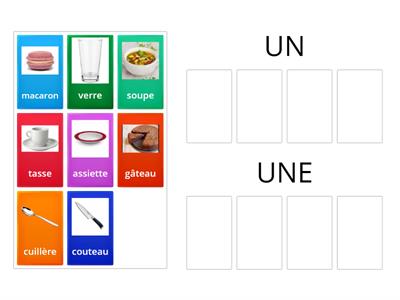 За столом 2 : Слова и артикли UN - UNE