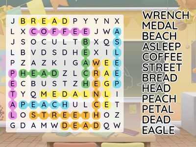 (1/2) Short and Long E EA EE Wordsearch