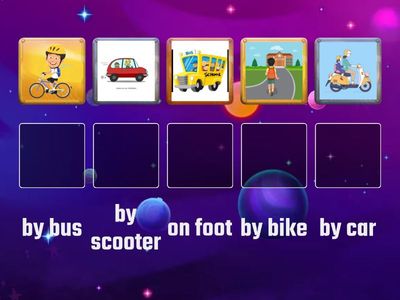 How do you go to school?  Match to the correct answer.