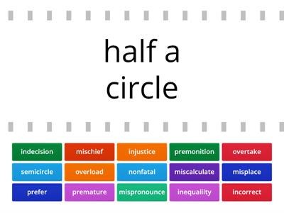 prefix-meaning matching for: semi, de, in, non, over, sub, trans