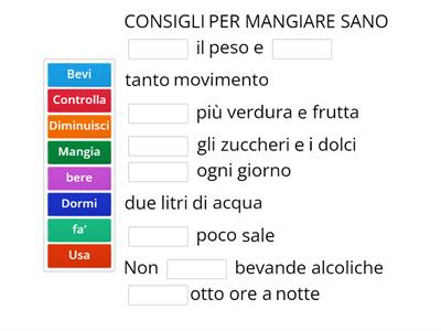 il modo imperativo - CONSIGLI PER MANGIARE SANO
