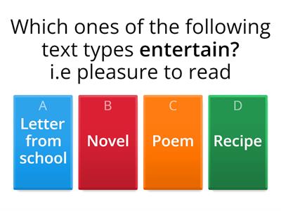 Purpose of different texts 