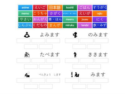MCSHS Year 9 Japanese - Group the Objects with the Verbs 
