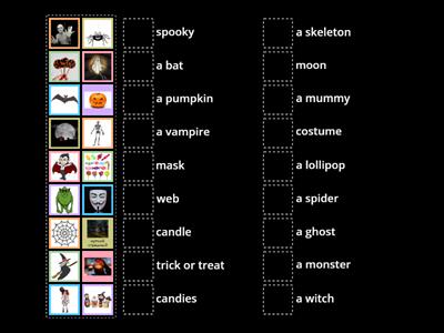 Match Halloween elementary primary school