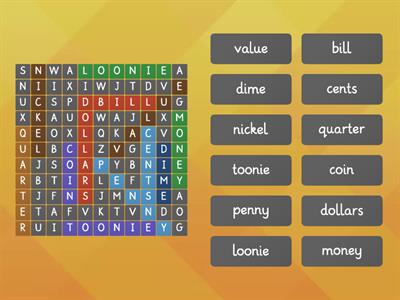 Canadian Coin Word Search