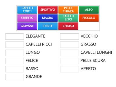 AGGETTIVI E CONTRARI - DESCRIZIONE FISICA