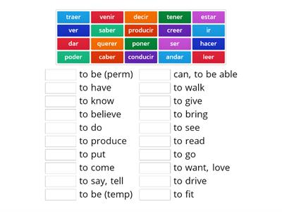 Irregular Preterite Definitions 2