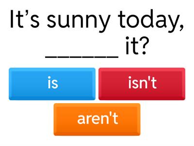 Elementary ESOL Tag Questions Quiz