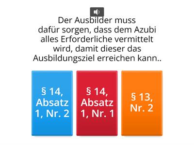 Berufsbildungsgesetz (BBiG) - Pflichten (§13 und § 14)