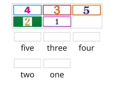 Numbers 1-5  - word practice