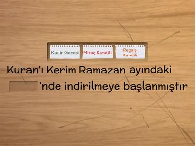 Ramazan ve Oruç Boşluk Doldurma