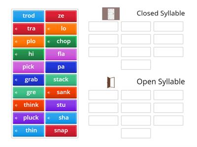 Closed/ Open Syllable Sort