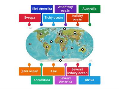 Mapa světadíly a oceány