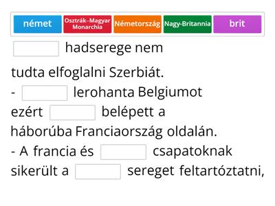 A világháború első szakasza