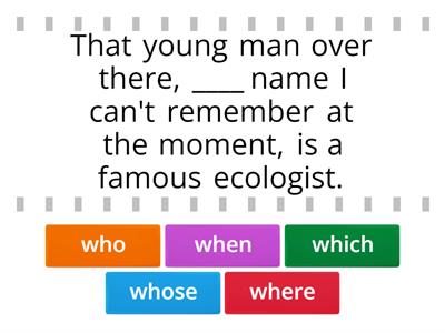 Non-defining relative clauses (who, whose, where, when, which)