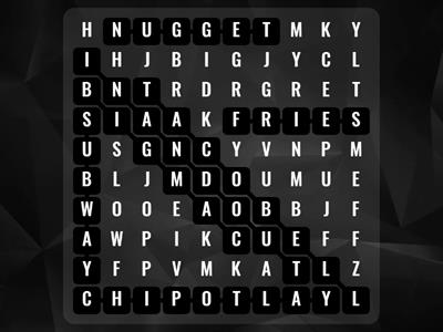 FAST FOOD WORD SEARCH
