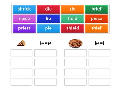 word sort "ie"