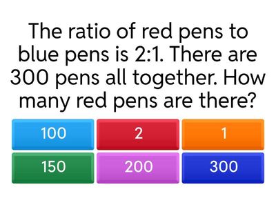 Ratio Quiz - Simplifying & Dividing